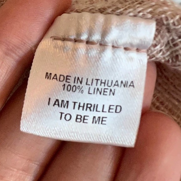 FLAX 100% Linen Soft Mauve Diamond Pattern Top Size Large Lagenlook Minimalist - Picture 7 of 7